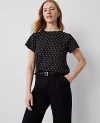 Ann Taylor Petite Geo Mixed Media Tee In Black