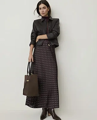 Ann Taylor Petite Geo Print Maxi Skirt In French Mocha