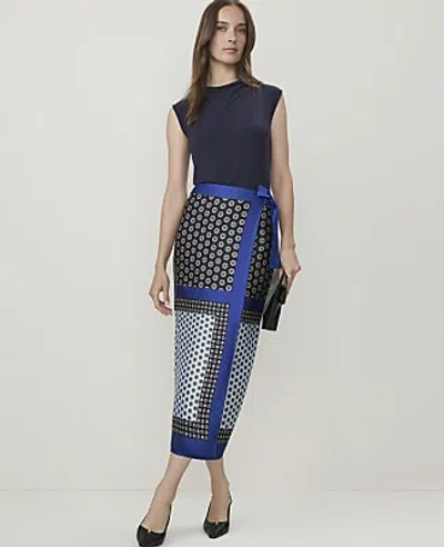 Ann Taylor Petite Geo Print Wrap Skirt In Night Sky