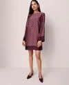 Ann Taylor Petite Geo Satin Shift Dress In Brown