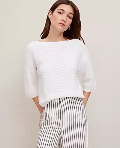 Ann Taylor Petite Geo Stitch Boatneck Sweater