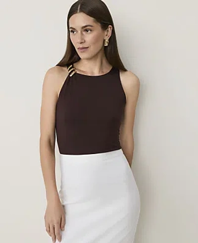 Ann Taylor Petite Hardware Embellished Tank Top In French Mocha