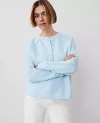 Ann Taylor Petite Henley Sweatshirt In Nordic Sky Blue