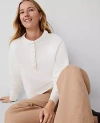 Ann Taylor Petite Henley Sweatshirt In Winter White