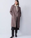 Ann Taylor Petite Herringbone Double Breasted Long Coat In Gray