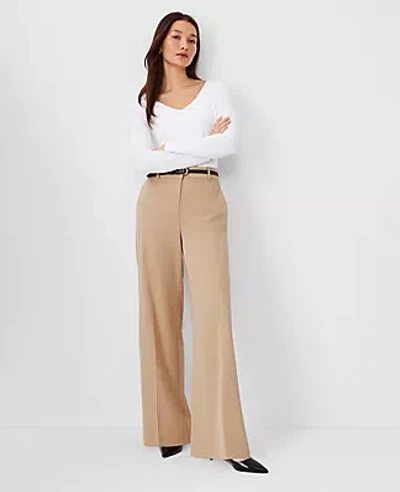 Ann Taylor Petite High Rise Wide Leg Pants In Baguette