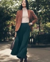 Ann Taylor Petite Horsebit Pleated Midi Skirt In Green