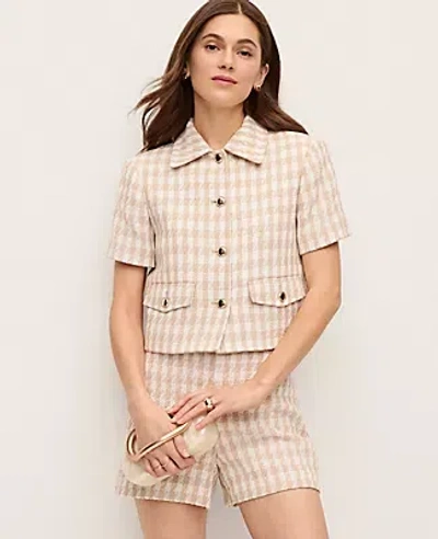 Ann Taylor Petite Houdstooth Tweed Jacket