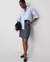 Ann Taylor Petite Houndstooth Fringe Tweed Denim Skirt In Black
