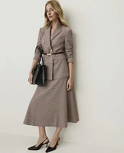 Ann Taylor Petite Houndstooth Full Midi Skirt In Multi Houndstooth