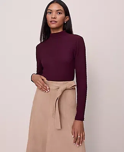Ann Taylor Petite Knit Mock Neck Top In Purple