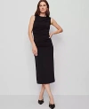 Ann Taylor Petite Knit Ruched Sheath Dress In Black