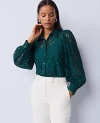 Ann Taylor Petite Lace Blouse In Green