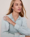 Ann Taylor Petite Lace Collar Blouson Sleeve Shirt In Burgundy