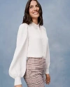 Ann Taylor Petite Lace Collar Blouson Sleeve Shirt In Yellow