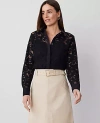 Ann Taylor Petite Lace Shirt In Black