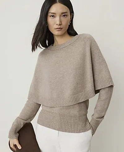 Ann Taylor Petite Layered Capelet Sweater In Soft Mink Melange