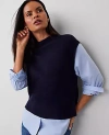 Ann Taylor Petite Layered Mixed-media Sweater In Night Sky