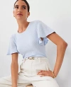 Ann Taylor Petite Lightweight Flare Sleeve Sweater In Blue Wisp