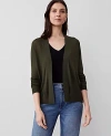 Ann Taylor Petite Lightweight Open Cardigan In Hunters Green