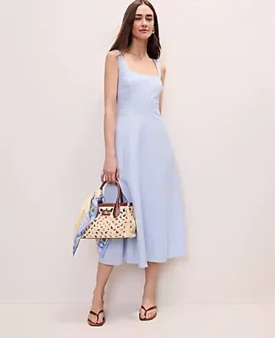 Ann Taylor Petite Linen Blend Flare Midi Dress