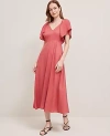 Ann Taylor Petite Linen Blend Flutter Flare Dress