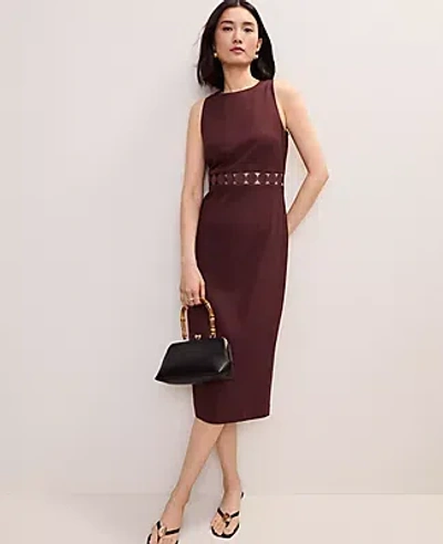 Ann Taylor Petite Linen Blend Halter Sheath Dress In Brown