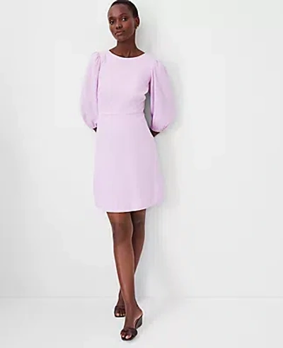 Ann Taylor Petite Linen Blend Open Back Flare Dress In Crisp Lilac