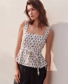 Ann Taylor Petite Linen Blend Tie Waist Top