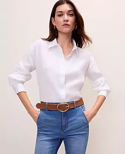 Ann Taylor Petite Linen Button Down Shirt In White