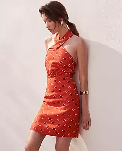 Ann Taylor Petite Linen Halter Sheath Dress In Red