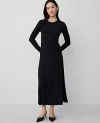 Ann Taylor Petite Long Sleeve Knit Midi Dress In Black