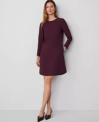 Ann Taylor Petite Long Sleeve Shift Dress In Plum Rose