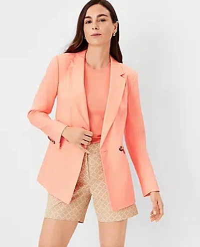 Ann Taylor Petite Longer Tailored Double Breasted Blazer In Vivid Apricot