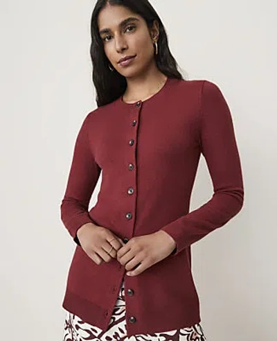 Ann Taylor Petite Longline Cardigan In Rich Merlot