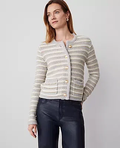 Ann Taylor Petite Lurex Tweed Jacket In Ivory/gold Multi