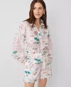 ANN TAYLOR PETITE MAP PRINT BLOUSON SLEEVE BLOUSE