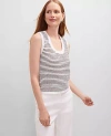 Ann Taylor Petite Metallic Striped Sweater Shell Top