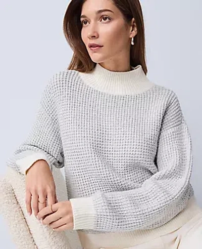 Ann Taylor Petite Metallic Waffle Knit Sweater In White