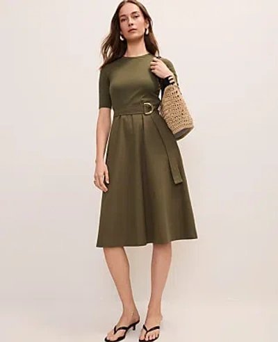 Ann Taylor Petite Mixed Media Flare Midi Dress