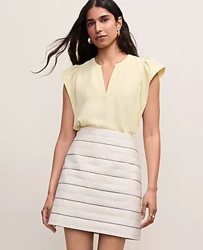Ann Taylor Petite Mixed Media Flutter Sleeve Top In Yellow