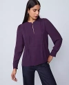 Ann Taylor Petite Mixed Media Pintuck Top In Purple