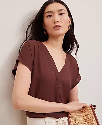 Ann Taylor Petite Mixed Media Pleat Front Top