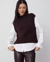 Ann Taylor Petite Mixed Media Sweater In Pure Chocolate