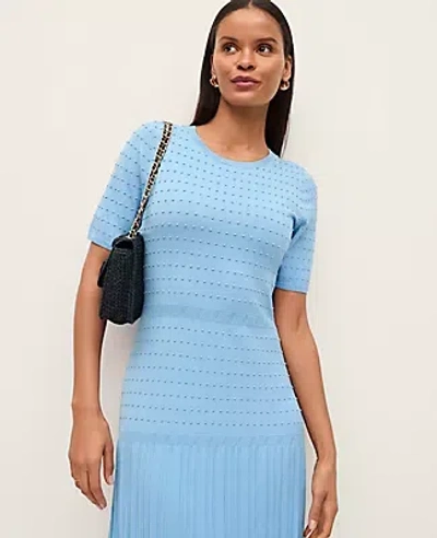 Ann Taylor Petite Mixed Stitch Sweater Dress In Blue