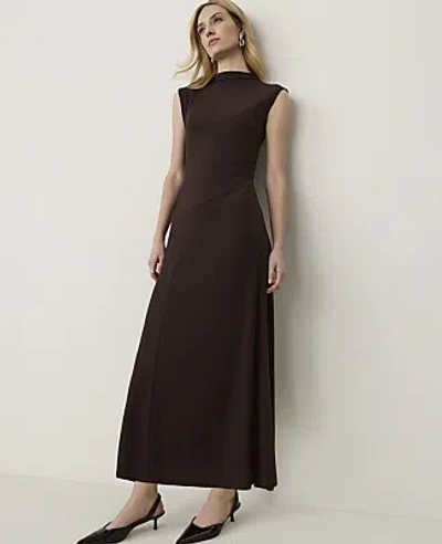 Ann Taylor Petite Mock Neck Midi Dress In French Mocha