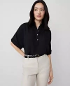 Ann Taylor Petite Mock Neck Popover Top In Black