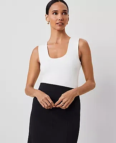 Ann Taylor Petite Modern Scoop Neck Tank Top In White