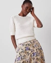 Ann Taylor Petite Open Stitch Wedge Sweater In Winter White