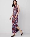 Shop Ann Taylor Petite Paisley Side Slit Column Maxi Skirt In Iconic Red